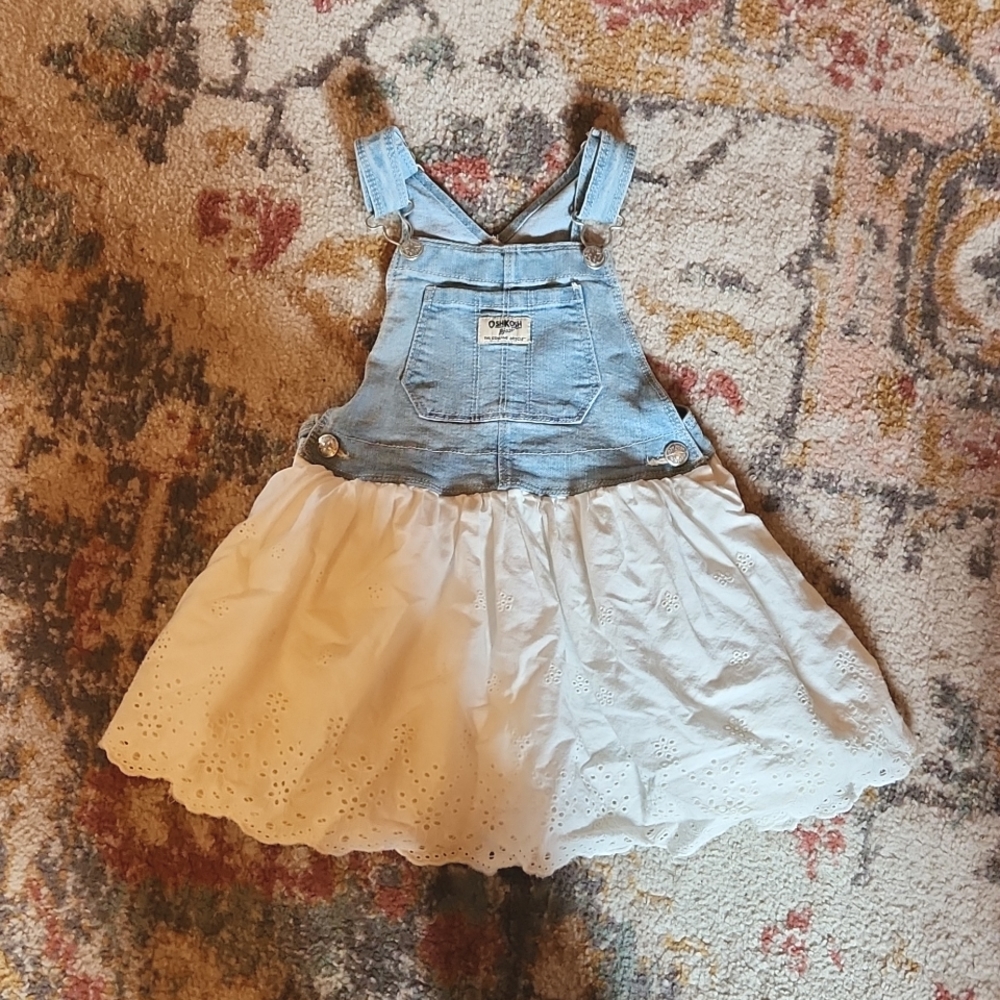 OSHKOSH - Denim Jumper Dress, Two toned, Eyelit - Size 5T